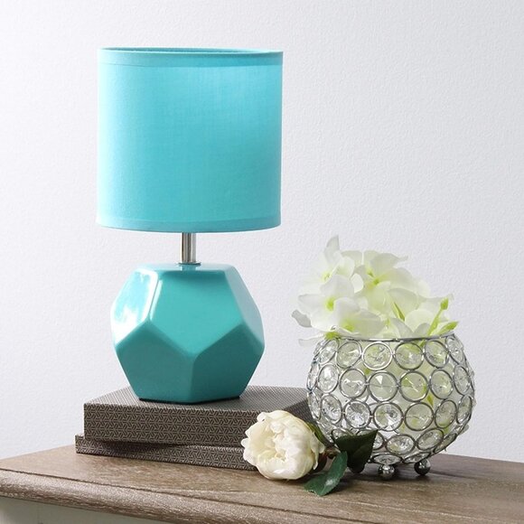 NEW Round Prism Mini Table Lamp with Matching Fabric Shade - Picture 1 of 8